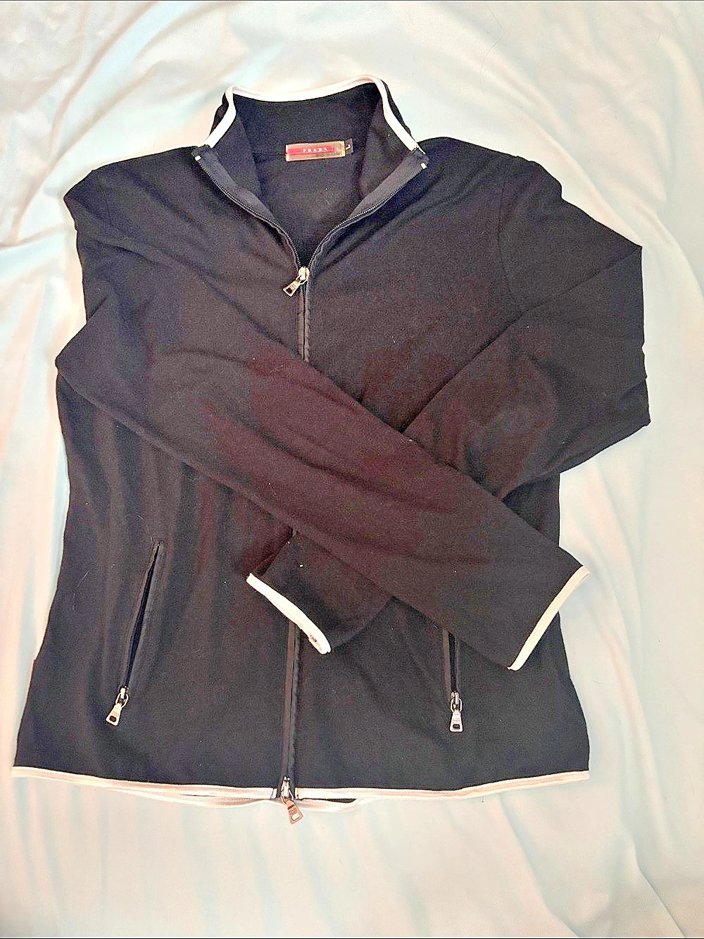 Prada Black Zip Front Jacket Size Large Like New